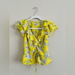BCBG Yellow Floral Top Size XS